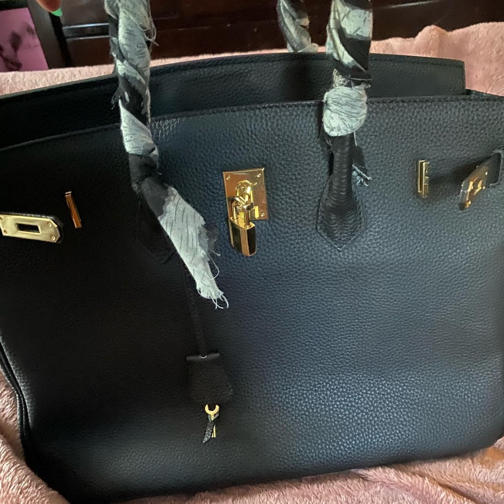 Black Top Handle 40cm Purse